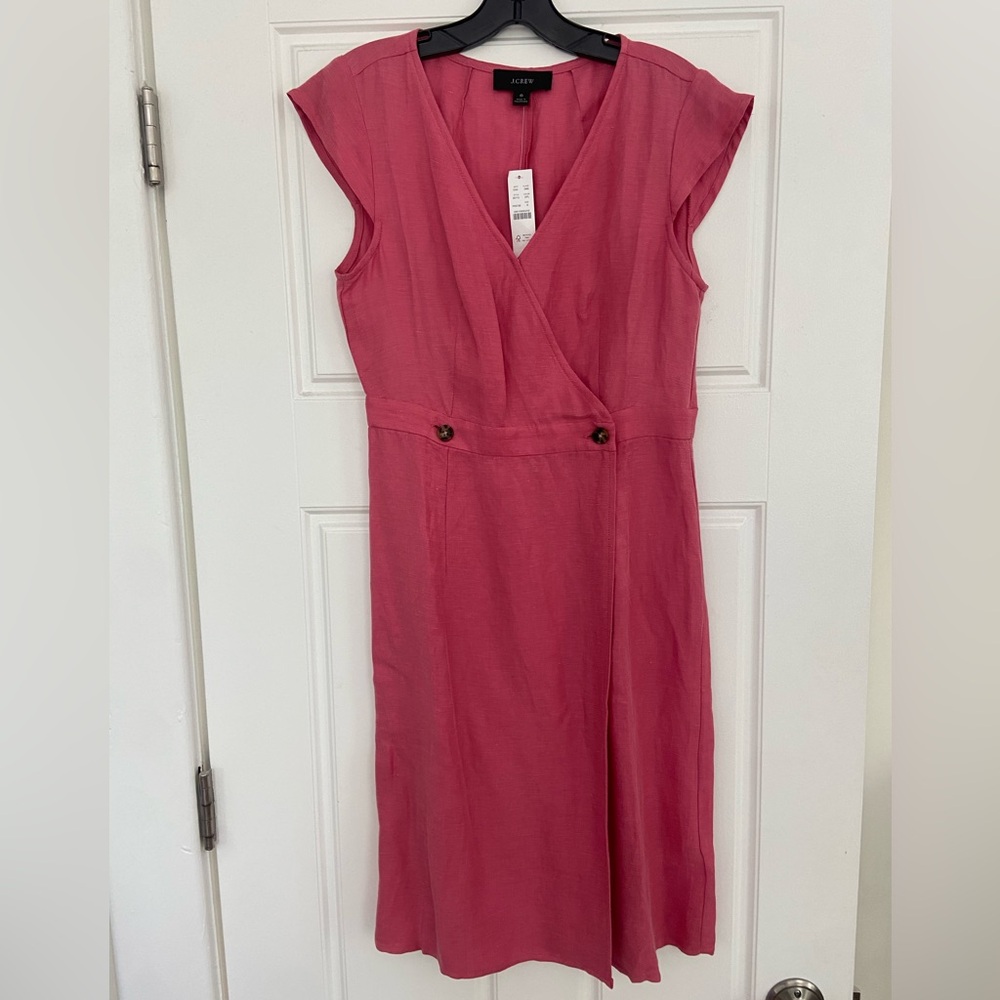 NWT J. Crew pink linen dress, size 6